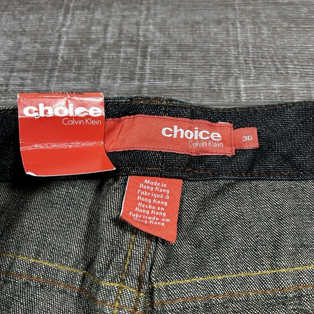 Choice Calvin Klein Flare Jeans Womens 30 Dark Wash New Y2K Beaded Wide Leg XLNG - Picture 7 of 8